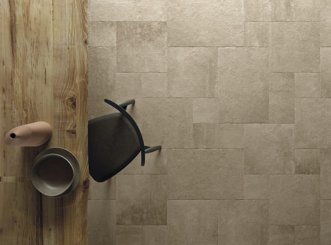 Opus Stone Beige Multisize Stone Effect Porcelain Tile Roomset