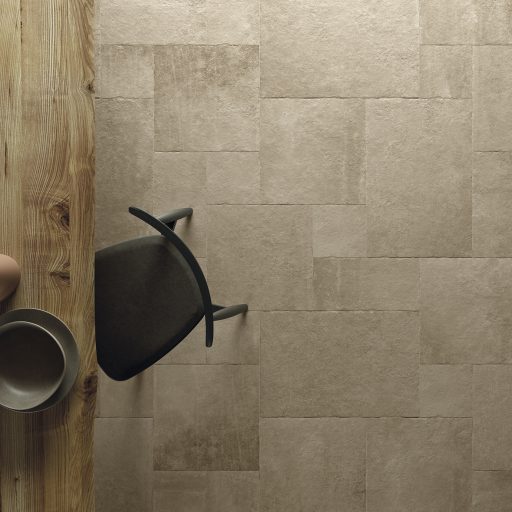 Opus Stone Beige Multisize Stone Effect Porcelain Tile Roomset