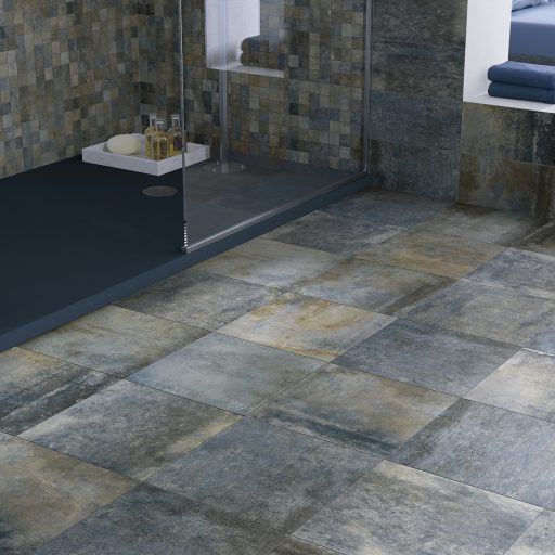 Opus Stone blu Multisize Stone Effect Porcelain Tile Roomset