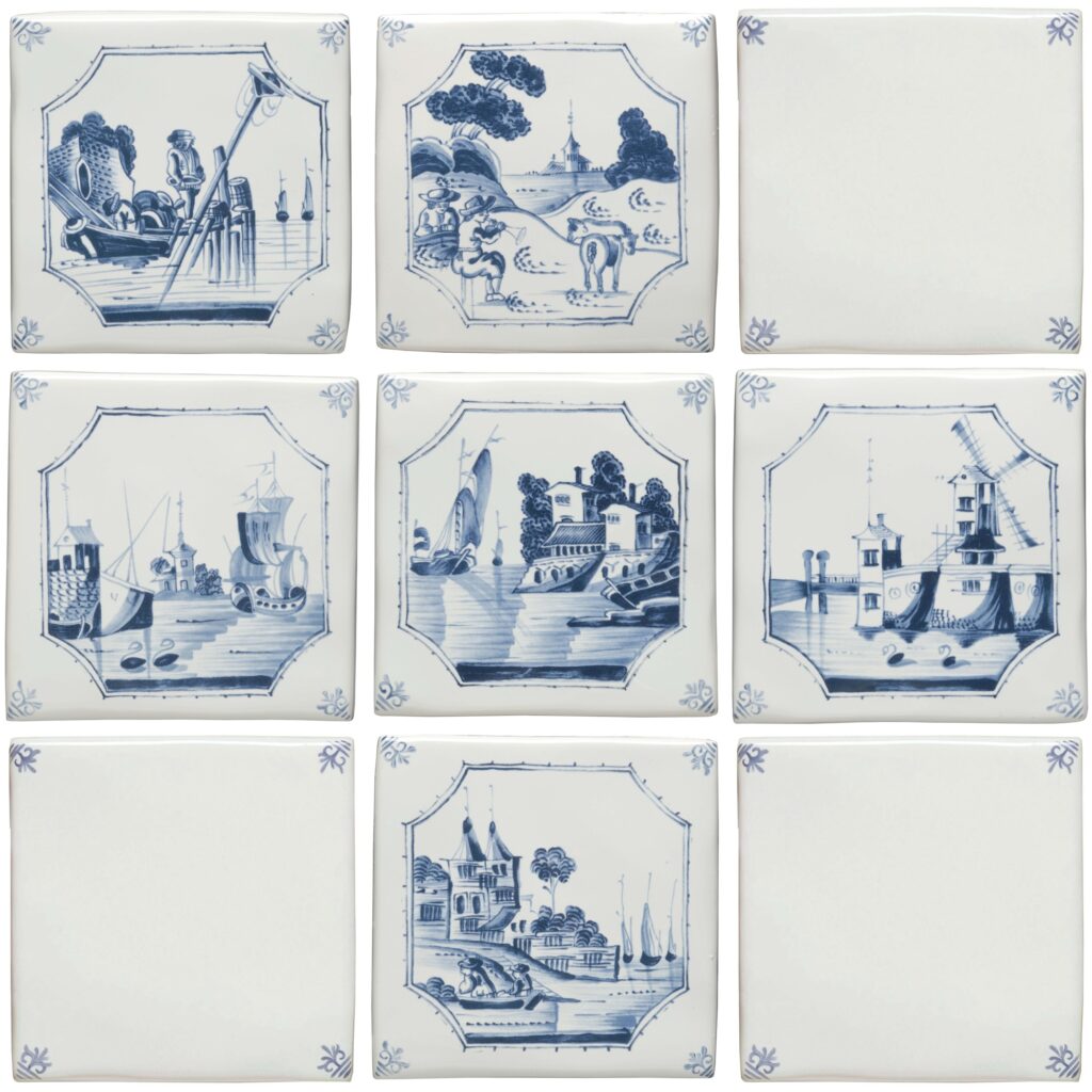 Classic English Delft River Scenes